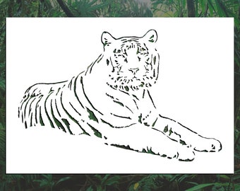 Resting Tiger Reusable Stencil many Sizes - Etsy Australia Resting Tiger Reusable Stencil many Sizes - Etsy Australia