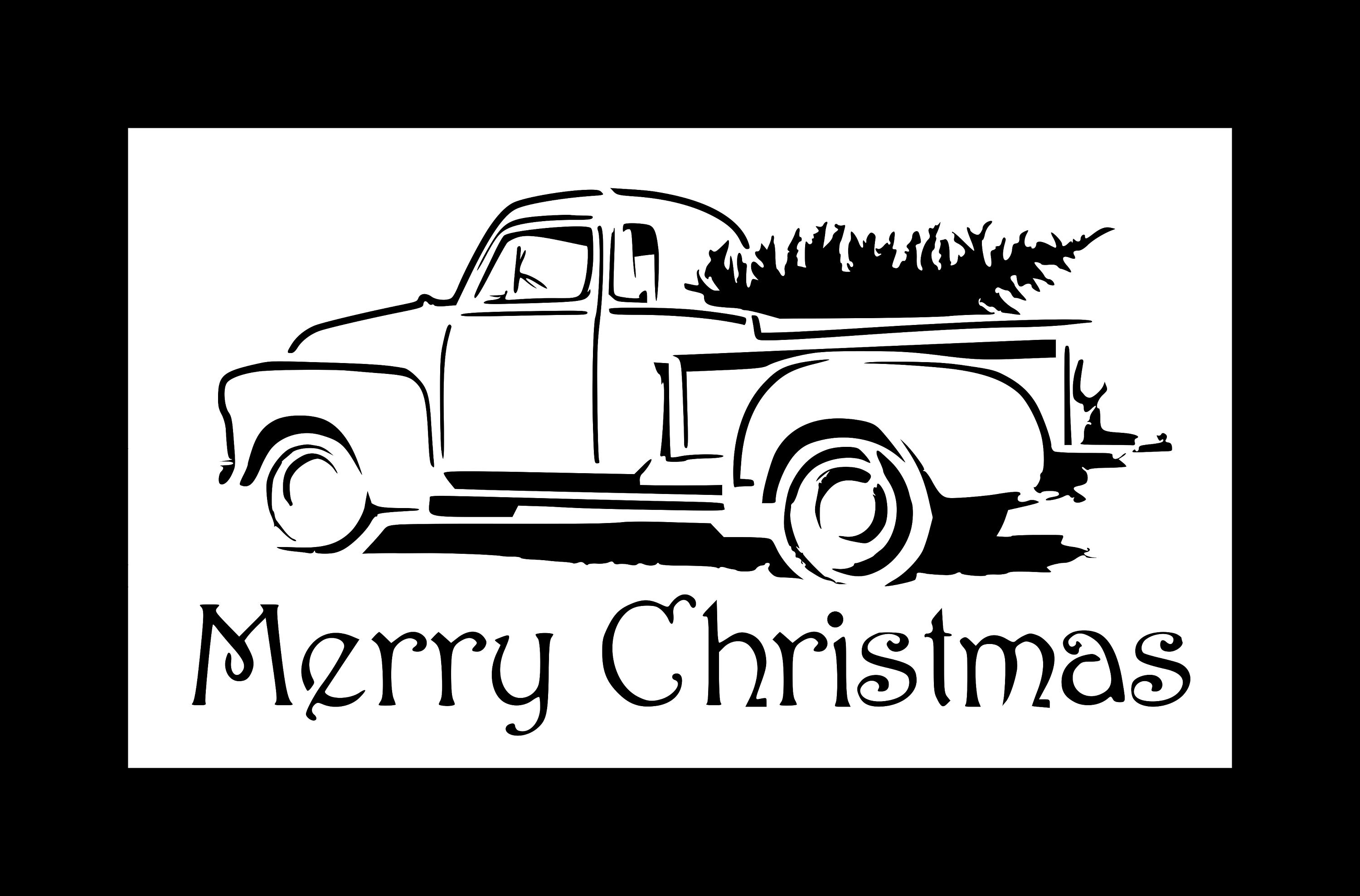 Merry Christmas Truck with Tree Reusable Stencil Many Sizes Etsy