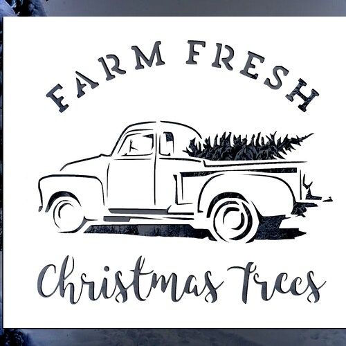 Farm Fresh Christmas Tree Stencil 10 Mil Mylar Reusable Etsy