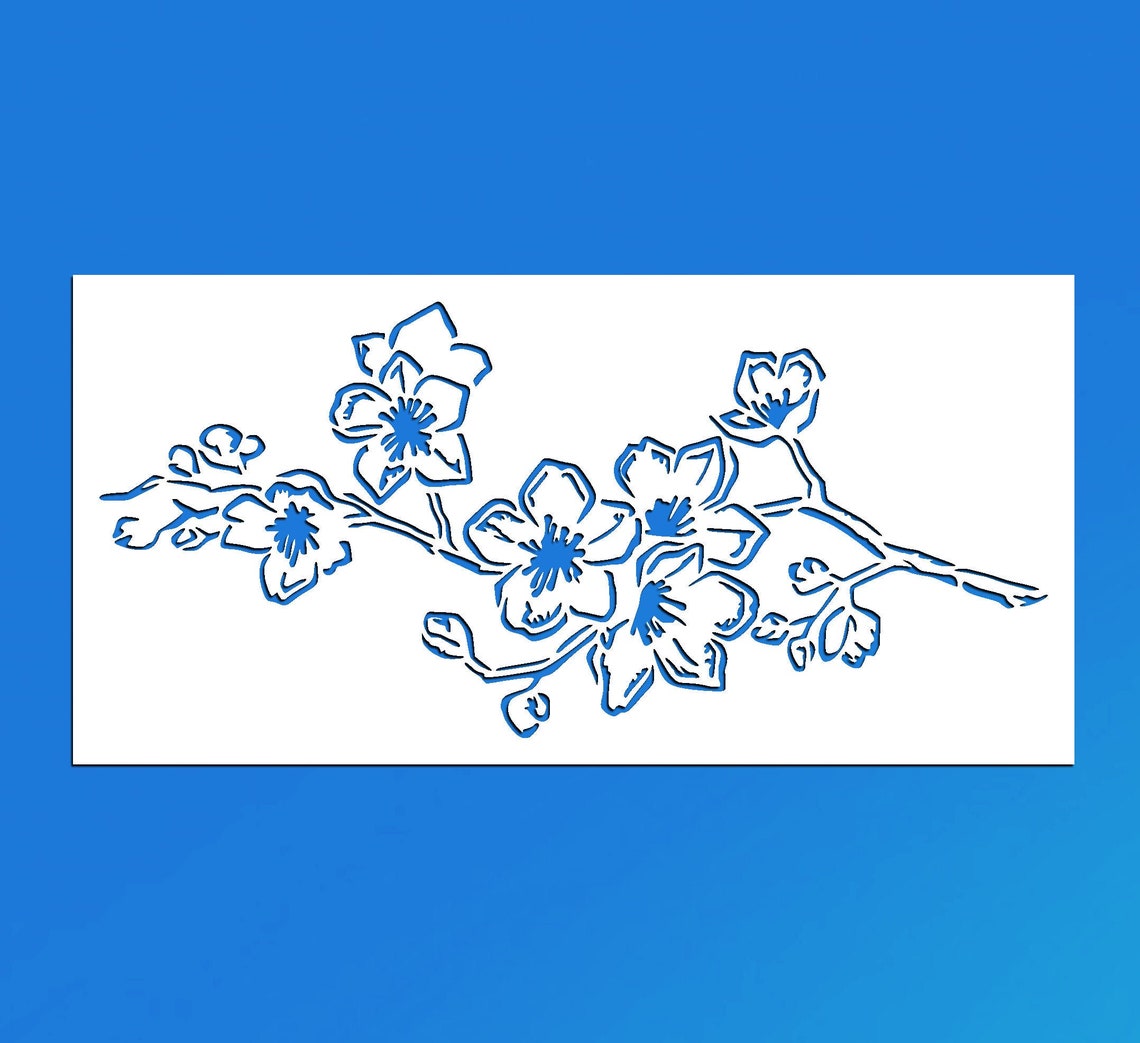 Cherry Blossom Branch Stencil Many Sizes Etsy