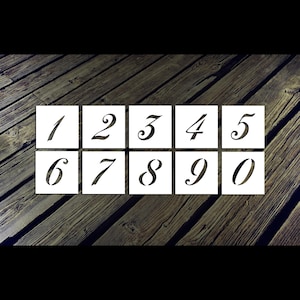 0-9 Script Style Numbers Reusable Stencils (Many Sizes)