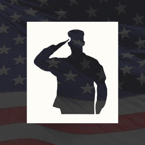 Military Person Saluting Reusable Stencil (Many Sizes)