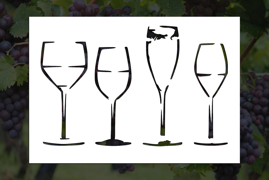 Wine Glasses Reusable Stencil (many Sizes) - Etsy
