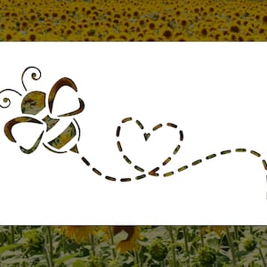 Bee With Trailing Heart Reusable Stencil (Many Sizes)