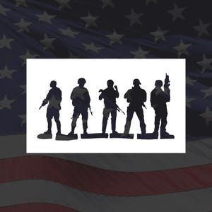 Group of Military Men Reusable Stencil (Many Sizes)