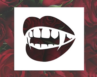 Vampire Lips Reusable Stencil (Many Sizes)