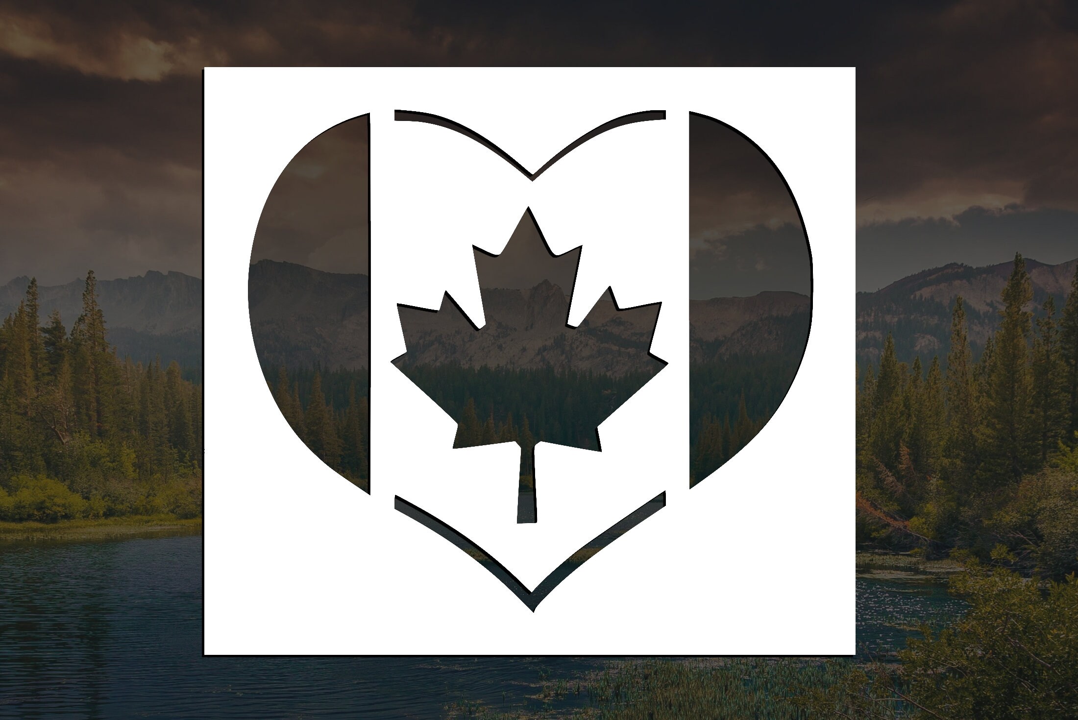 Canadian Flag Heart Reusable Stencil (Many Sizes)