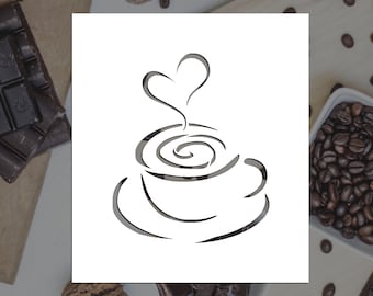 Coffee or Tea Cup Reusable Stencil (Many Sizes)