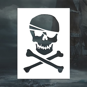Pirate Skull & Crossbones Reusable Stencil (Many Sizes)