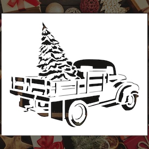 Old Truck with Tree Reusable Stencil (Many Sizes)