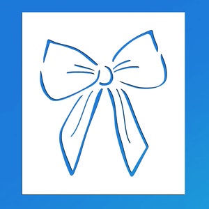 May include: A simple line drawing of a blue bow on a white background.