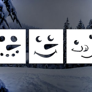 Set of 3 Snowman Faces Reusable Stencil Value Pack (Many Sizes)