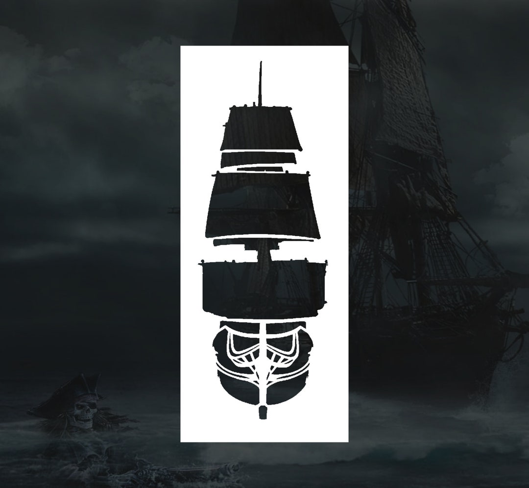 Front Facing Pirate Ship Reusable Stencil (many Sizes) Etsy