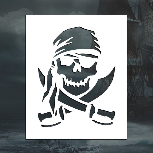 Pirate Skull & Swords Reusable Stencil (Many Sizes)