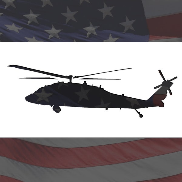Helicopter "Black Hawk" Inspired Reusable Stencil (Many Sizes)