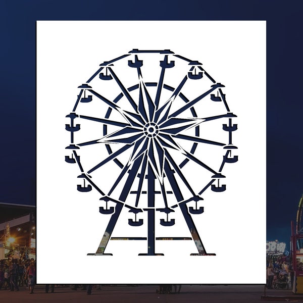 Carnival Fair Ferris Wheel Reusable Stencil (Many Sizes)