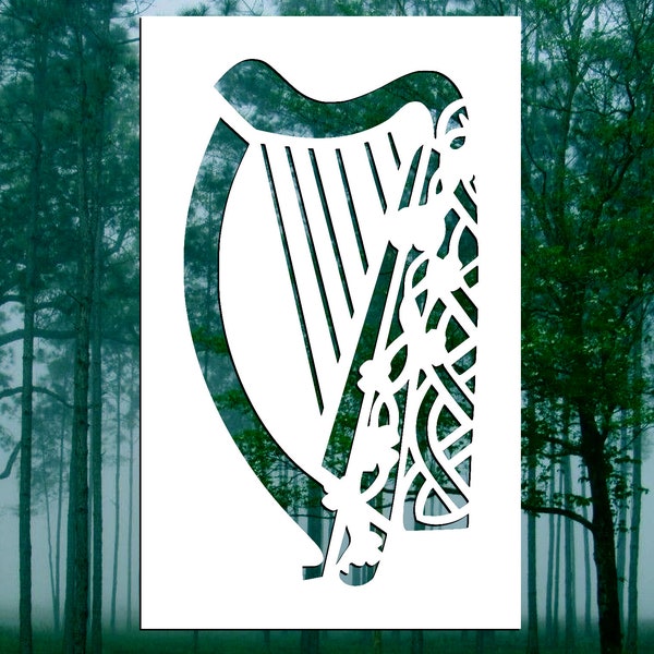 Celtic Harp Reusable Stencil (Many Sizes)