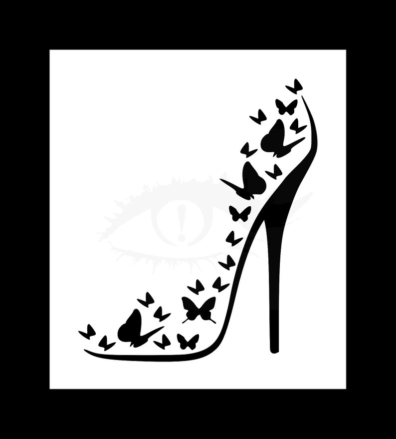 Butterfly High Heels Reusable Stencil (Many Sizes)
