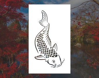 Japanese Asagi Koi Reusable Stencil (Many Sizes)