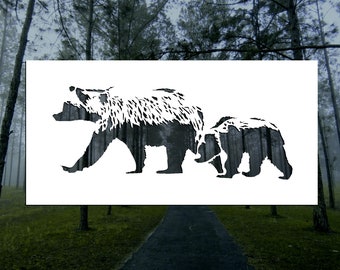 Adult & Baby Bear Reusable Stencil (Many Sizes)