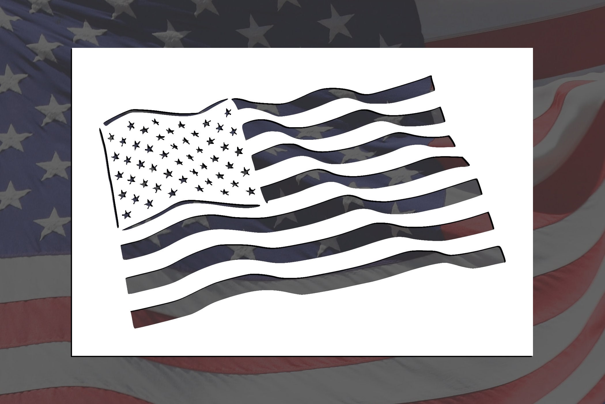 American Flag Reusable Stencil (Many Sizes)