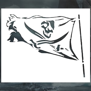 Tattered Pirate Flag Reusable Stencil (Many Sizes)