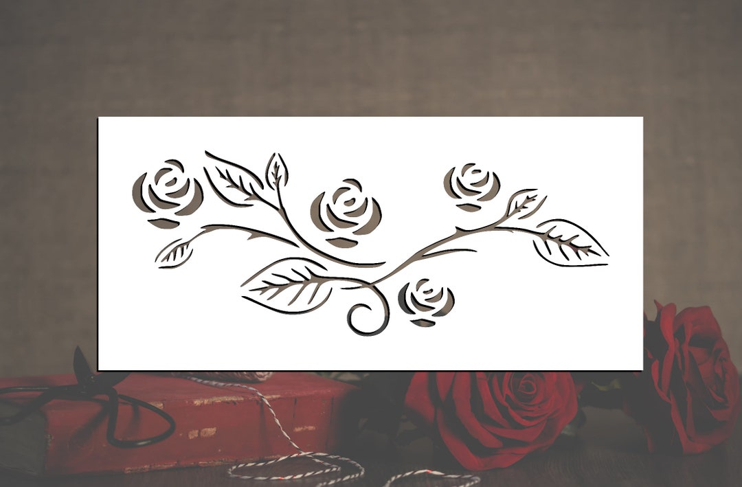 Vine With Roses Reusable Stencil (many Sizes) - Etsy