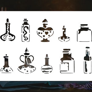 Alchemy Elixir Jars Reusable Stencil (Many Sizes)