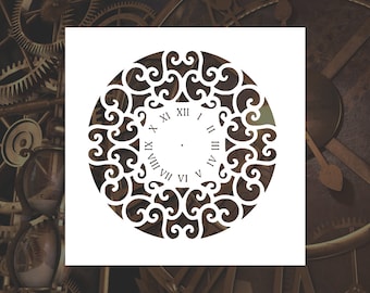 Ornate Clock Face Reusable Stencil (Many Sizes)
