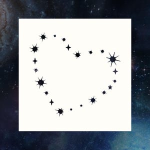 Stars in the Shape of a Heart Reusable Stencil (Many Sizes)