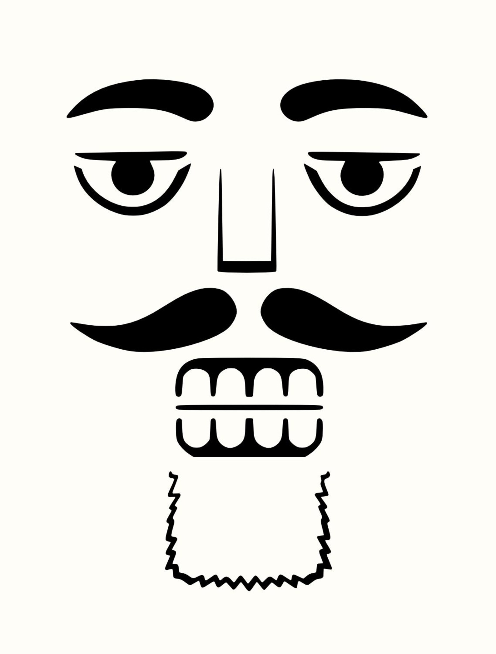 Nutcracker Face With Teeth and Beard Reusable Stencil (many Sizes)
