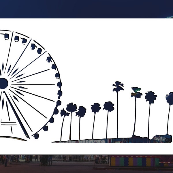 Ferris Wheel with Palm Trees Reusable Stencil (Many Sizes)