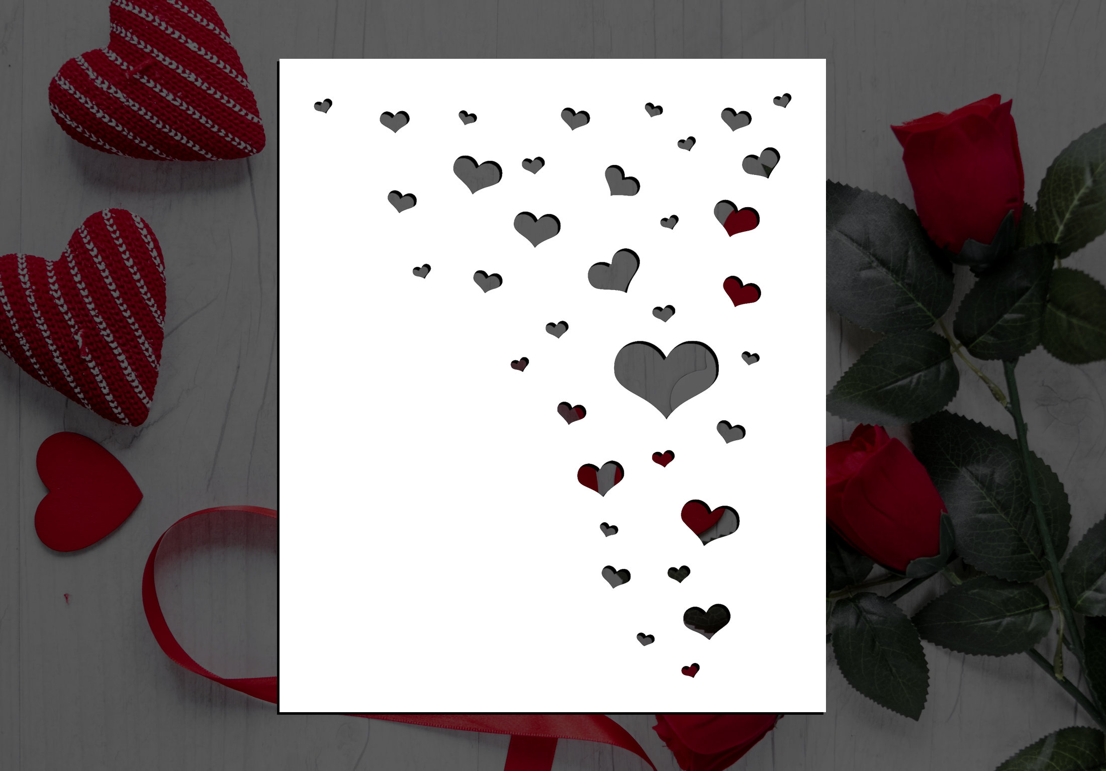 Falling Hearts Pattern Floating Falling Hearts Reusable Stencil (many Sizes) - Etsy
