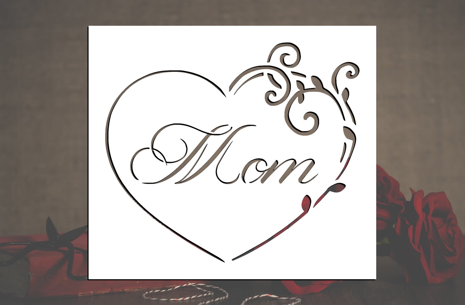 Mom Heart Swirl Reusable Stencil many Sizes - Etsy