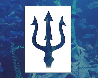 Poseidon Neptune Trident Reusable Stencil (Many Sizes)