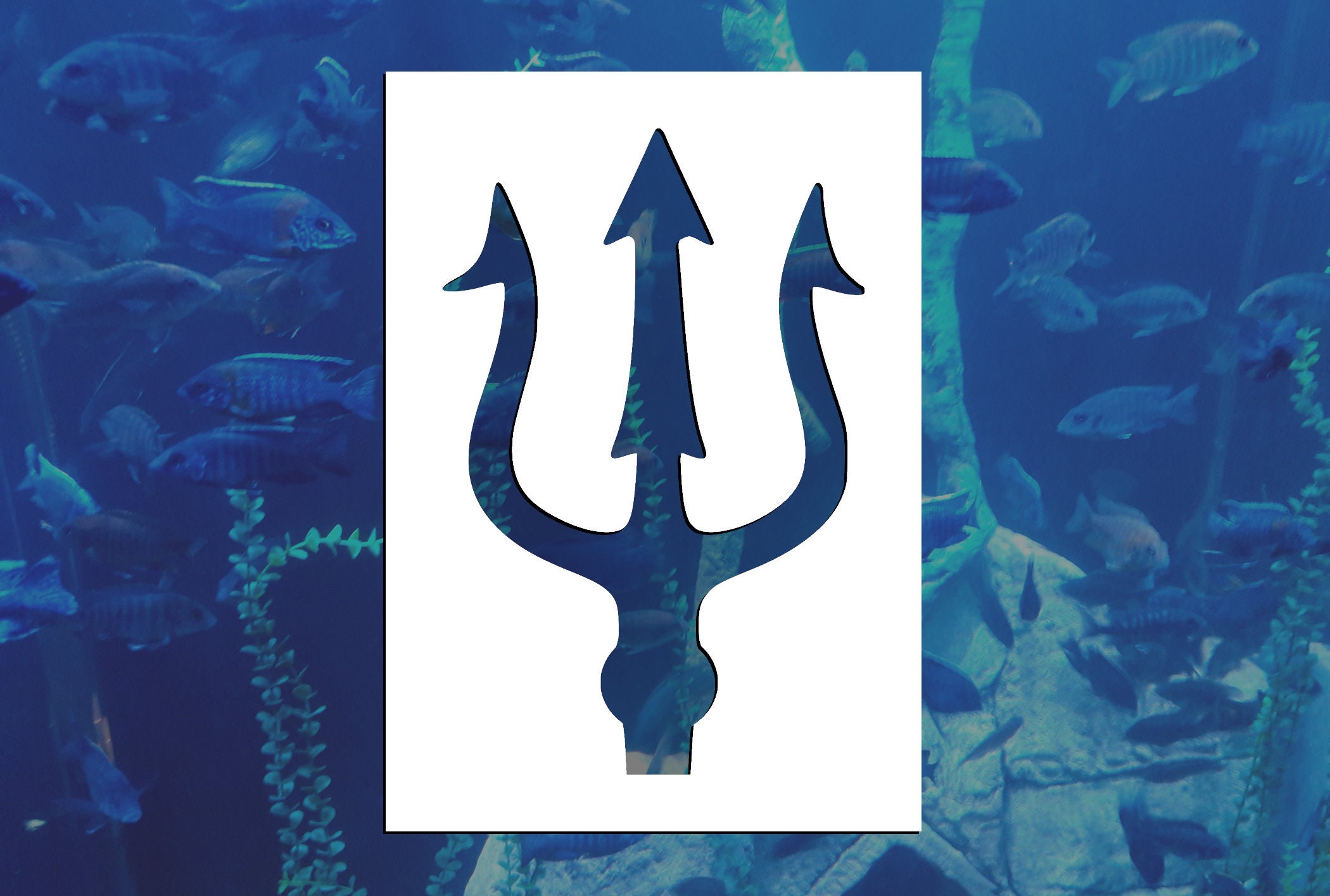 Poseidon Neptune Trident Reusable Stencil many Sizes Etsy