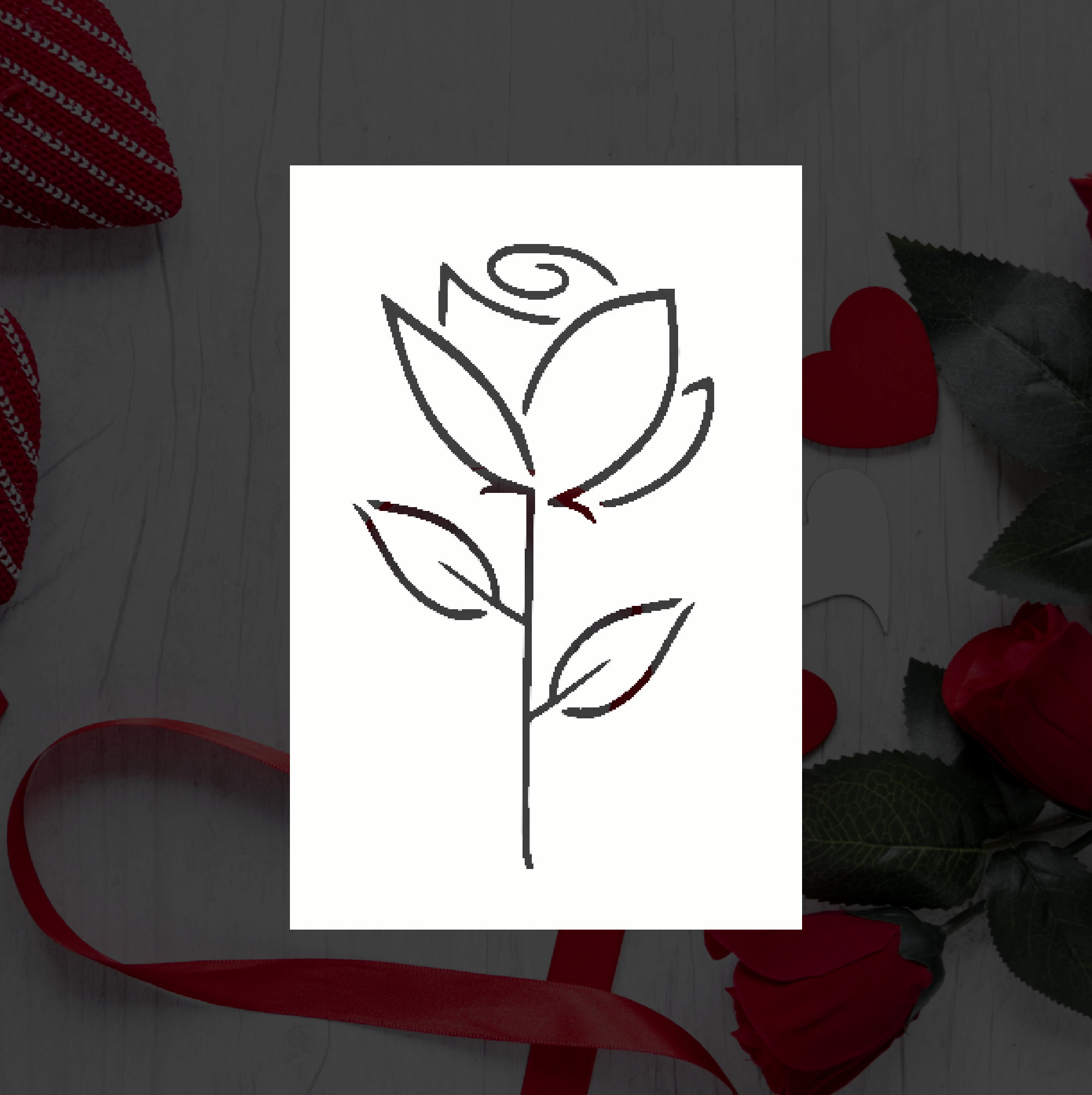 Minimalist Rose Doodle Reusable Stencil (many Sizes) - Etsy
