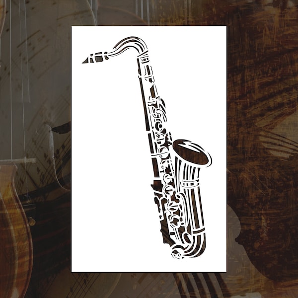 Tenor Saxophone Reusable Stencil (Many Sizes)