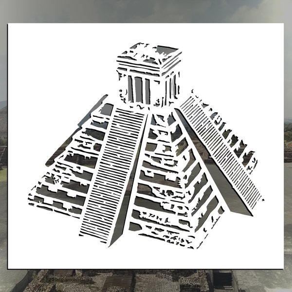 Mayan Aztec Pyramid Reusable Stencil (Many Sizes)