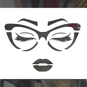 Diva Face with Glasses Reusable Stencil (Many Sizes)