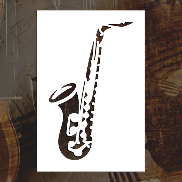 Alto Saxophone Reusable Stencil (Many Sizes)