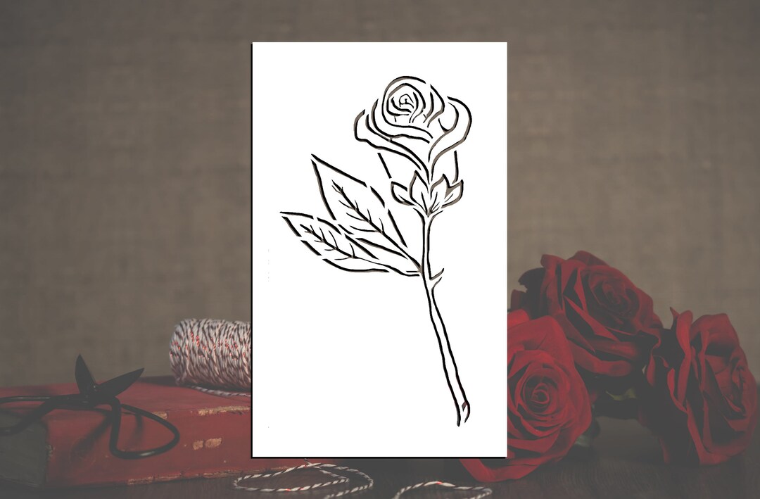 Single Rose Reusable Stencil (many Sizes) - Etsy