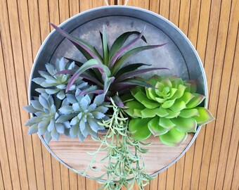 Faux Succulent Metal Wall Planter