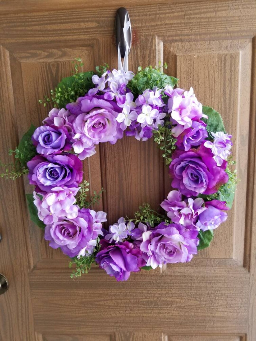 Rose Wreath, Hydrangeas Wreath, Spring Wreath for Front Door, Floral