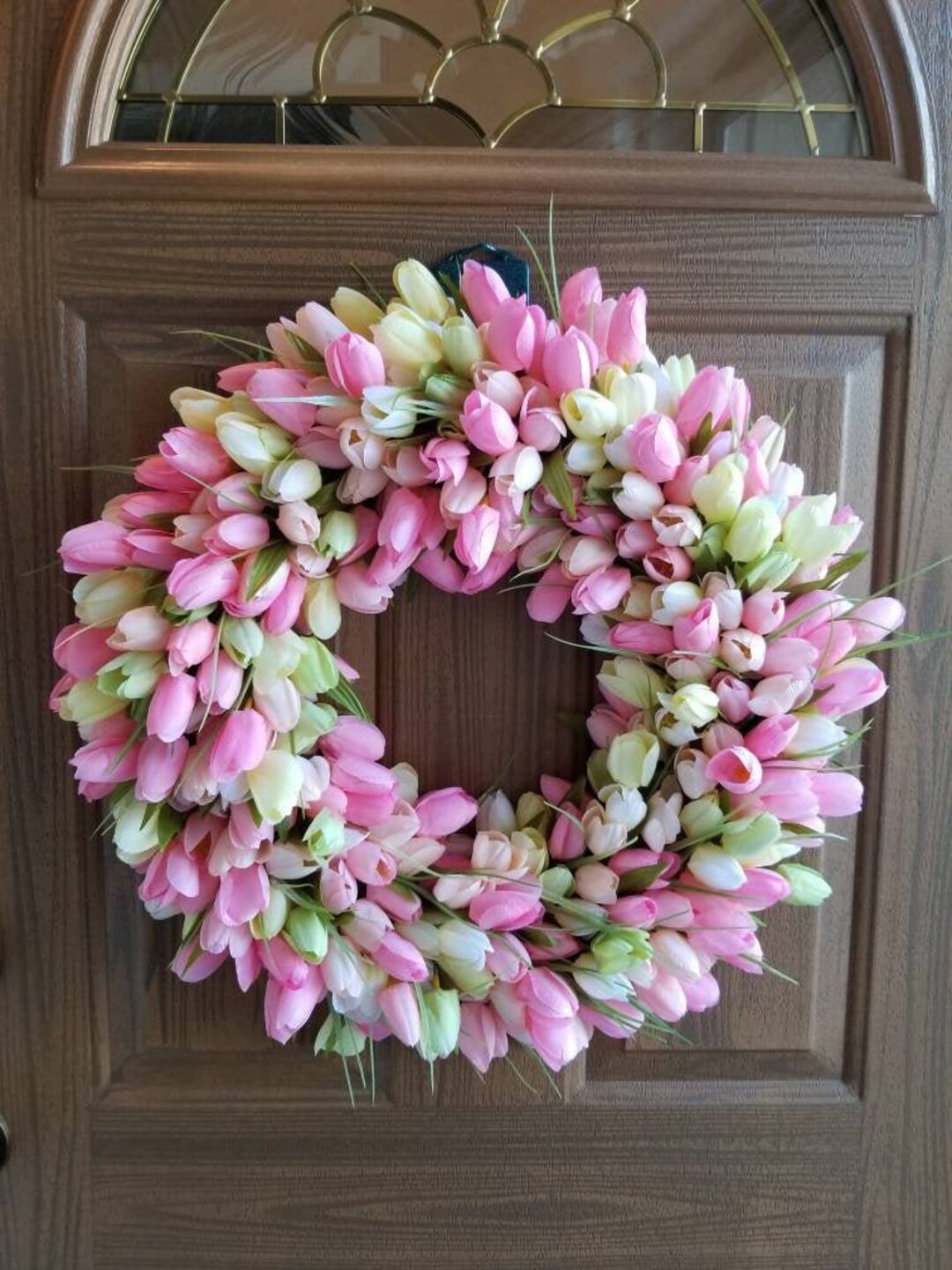 Pink Tulip 20" Spring Wreath - Etsy