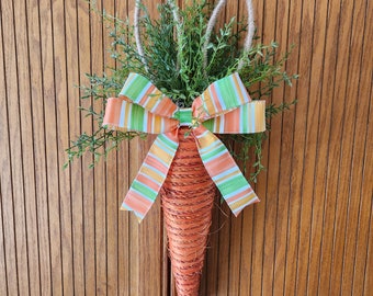 Giant Carrot Door Hanger, Spring door wreaths, spring wreath, spring door, carrot swag wreath, Easter Wreath