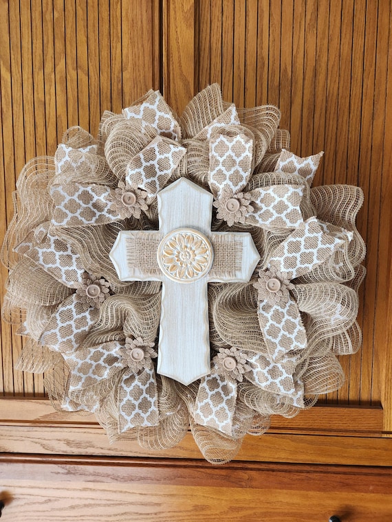 Cross wreath, faith wreath, Christian wreath, Religious wreath, everyday  wreath, front door wreath, cross decor, farmhouse wreath