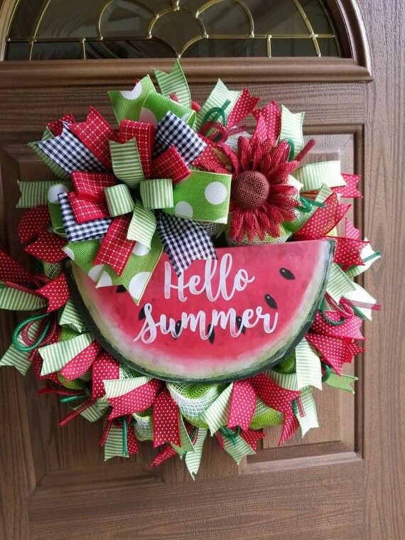 Watermelon Wreath Summer Wreath Front Door Wreath Storm Door Wreath Mesh Wreath