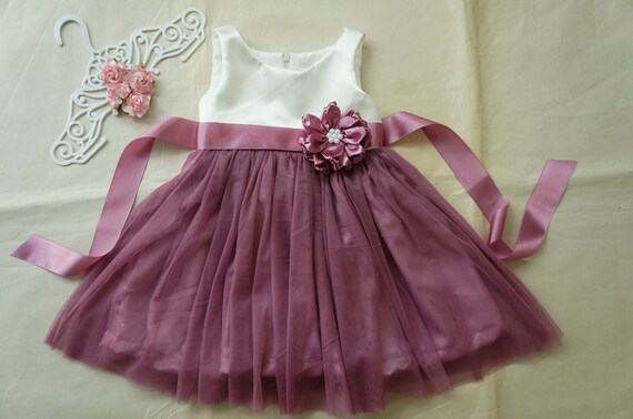 dusty purple flower girl dresses
