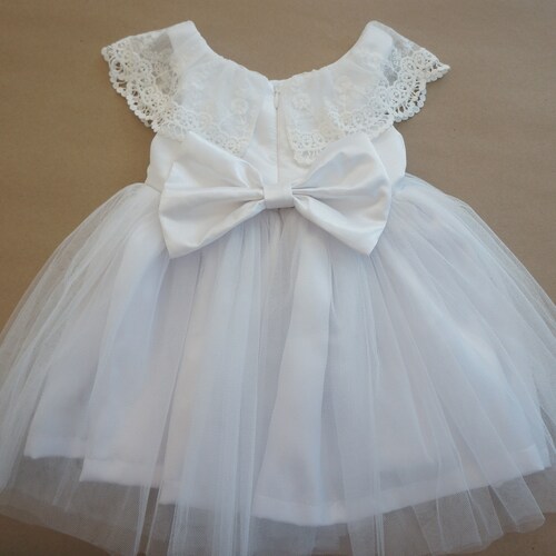 Baptism Dress Christening Dress White Baby Girl Dress Etsy